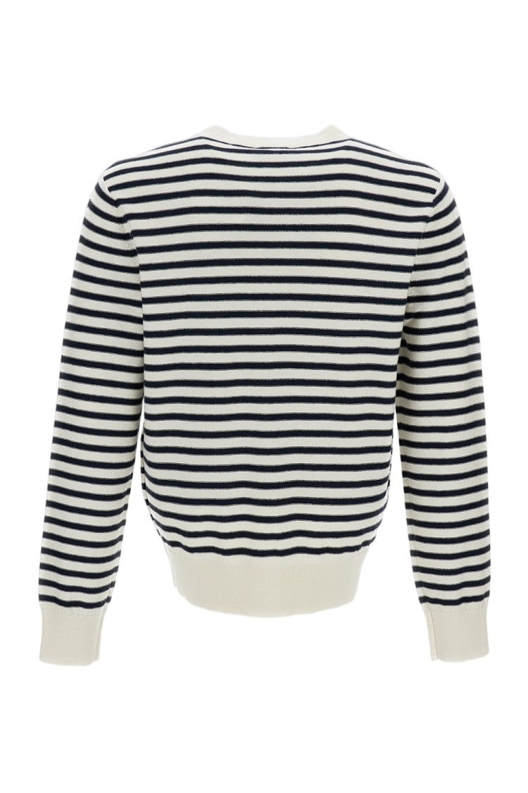 A.P.C. Blue And White Striped Cotton-Blend Sweater With Ribbed Detailing
