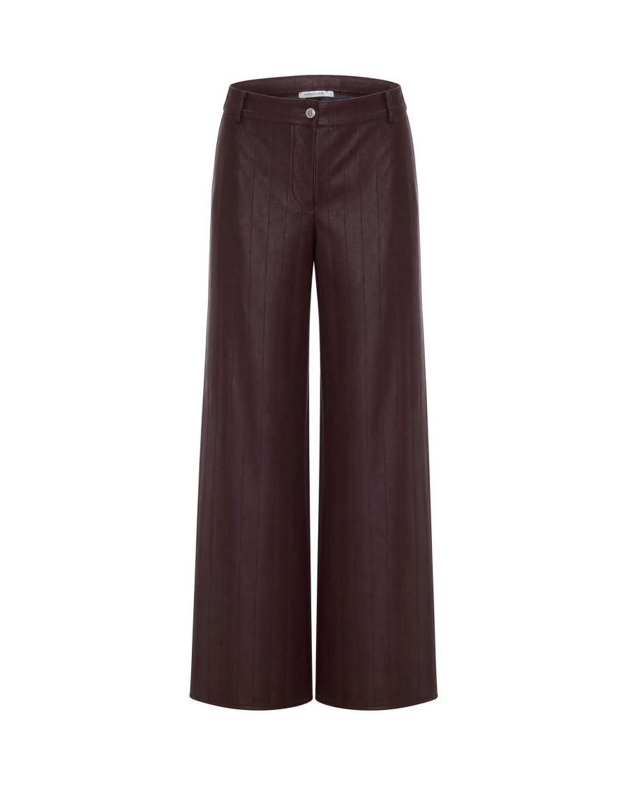 Patrizia Pepe Dark Brown Faux Leather Wide-Leg Pants