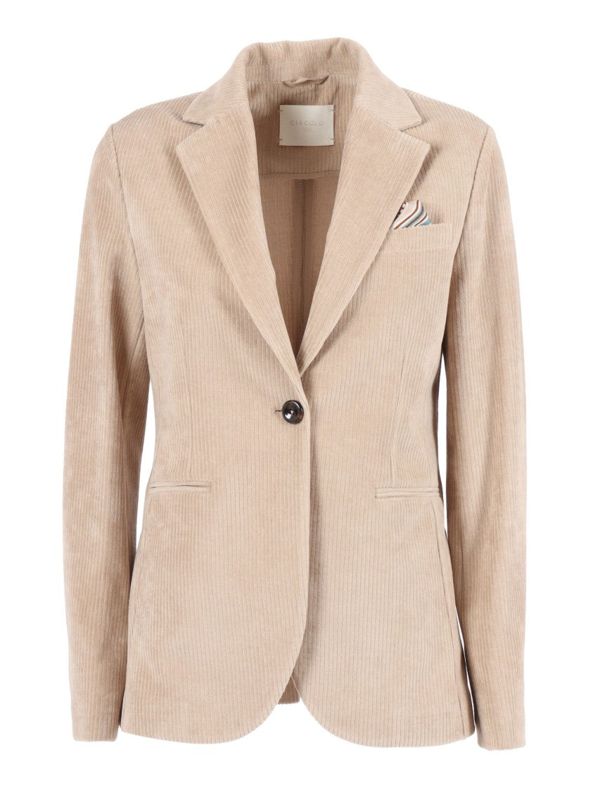 Circolo 1901 Long Slim-Fit Jacket With Corduroy Texture And Tailored Silhouette