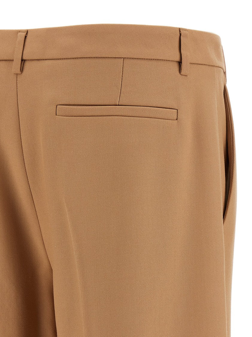 Valentino Garavani Wide-Leg Wool Gabardine Trousers With Turned-Up Hem