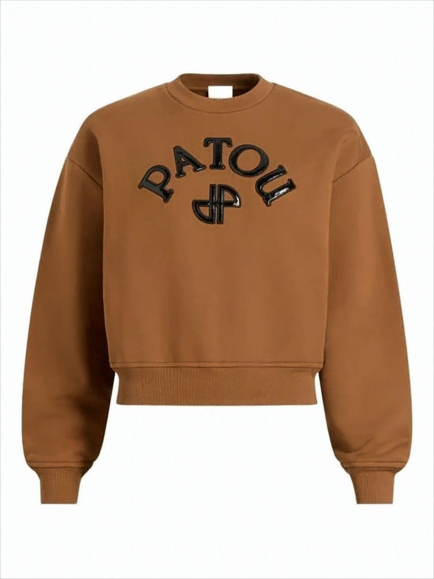 Patou Cropped Long-Sleeve Sweatshirt With Graphic Detail