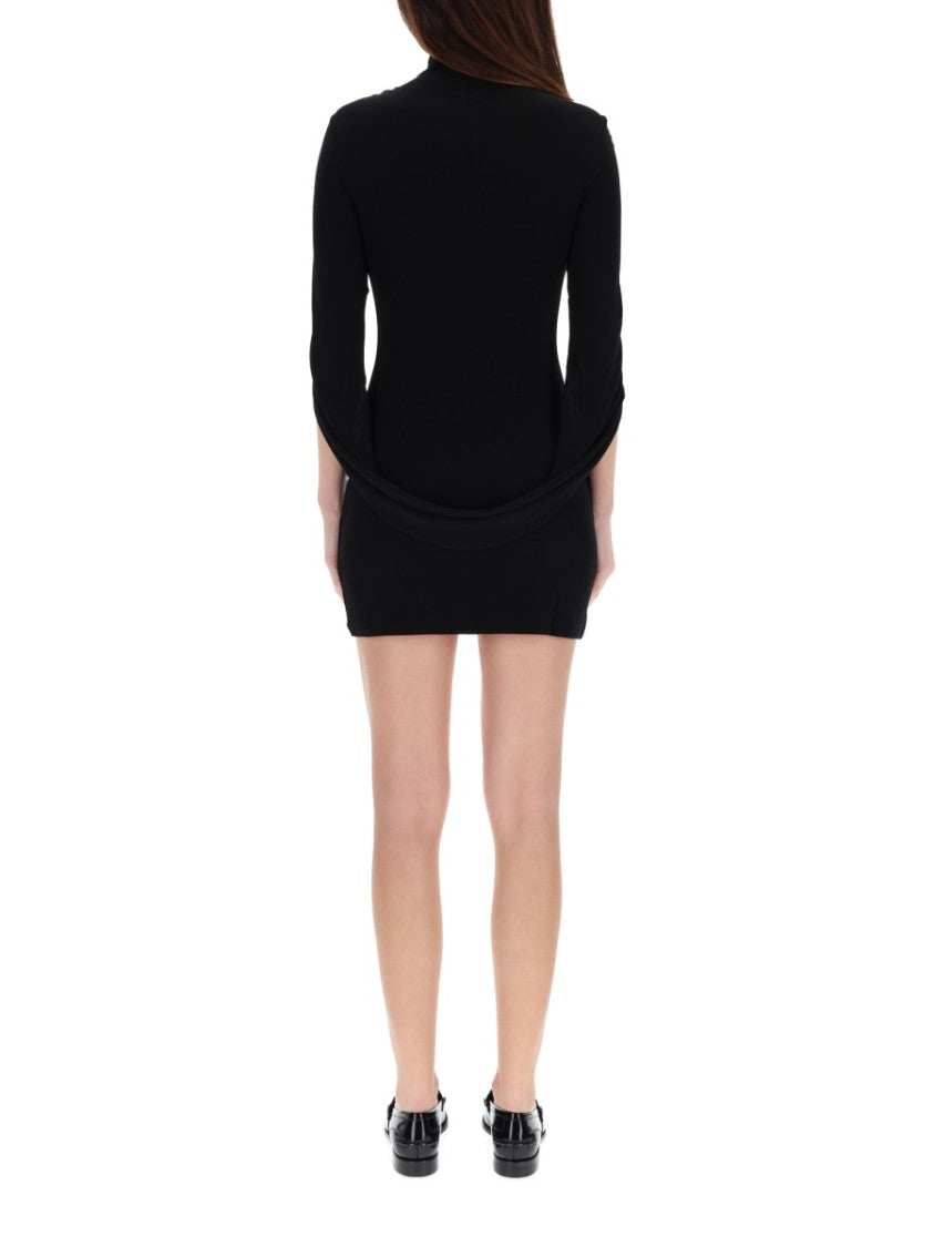 Alexander Wang Mini Draped Turtleneck Long Sleeve Dress