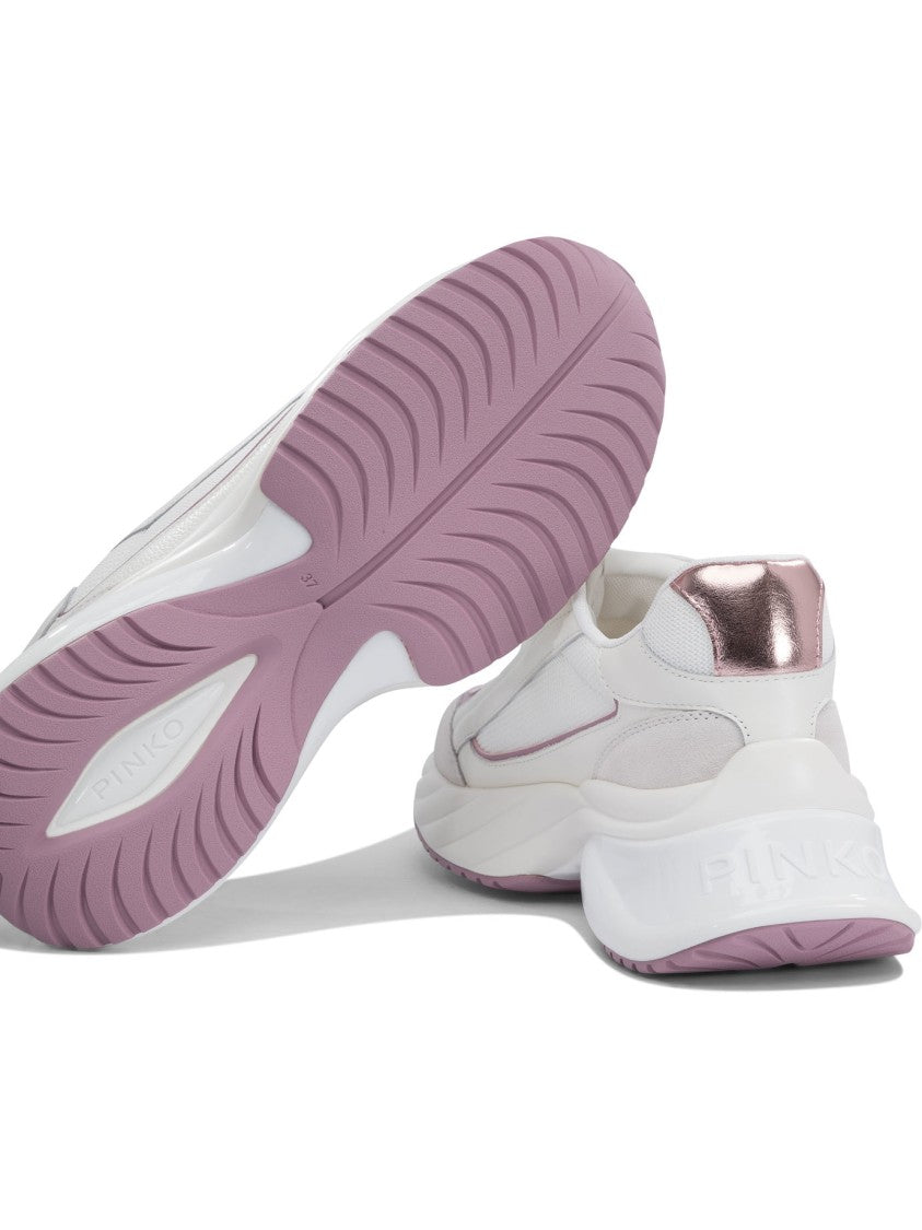 Pinko Contemporary White Sneakers With Leather