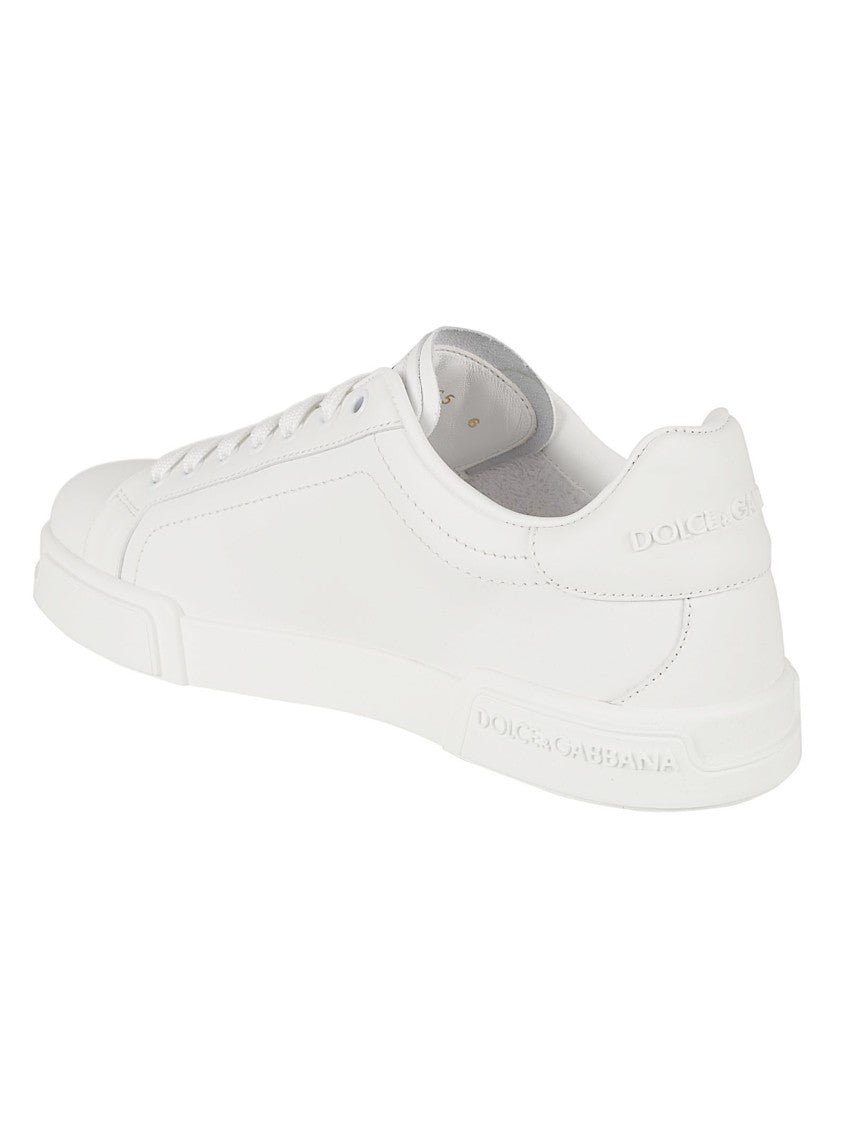 Dolce & Gabbana White Calf Leather Sneakers With Minimalist Design