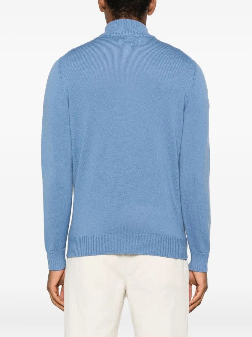 Drumohr Long Sleeve Mock-Neck Zip Sweater