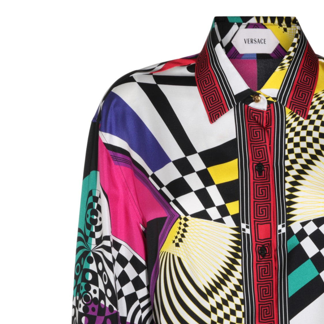 Versace Geometric Optical Illusion Greek Key Shirt