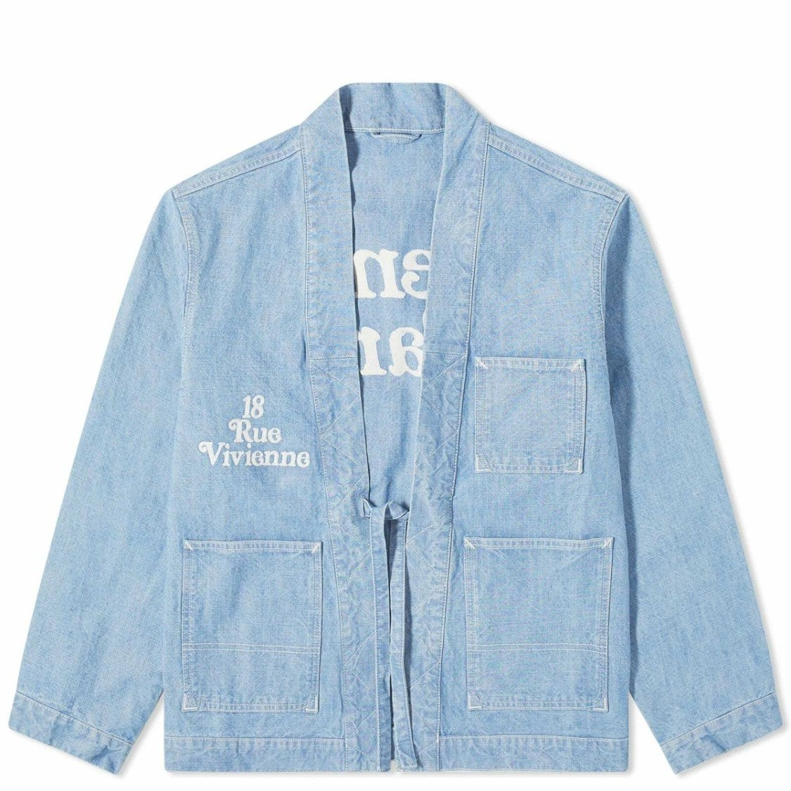 Kenzo Relaxed-Fit Denim Jacket With Shawl Collar And Vintage Detailing