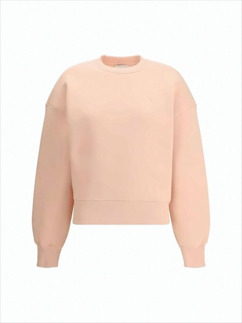 Ami Paris Cropped Long-Sleeve Sweatshirt With Embroidered Heart Detail