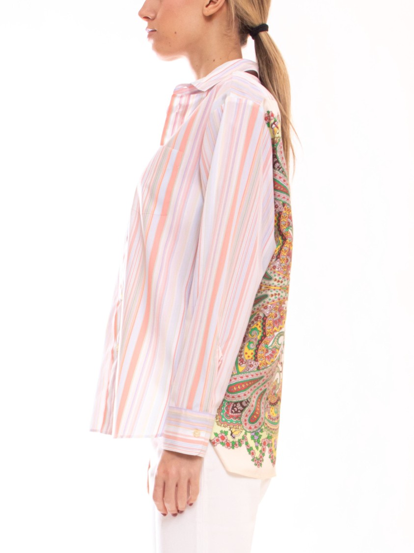 Etro Vertical Stripe Paisley-Back Shirt