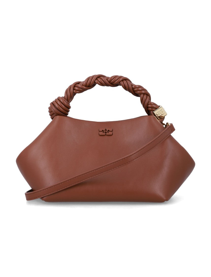 Ganni Twisted Handle Leather Shoulder Bag