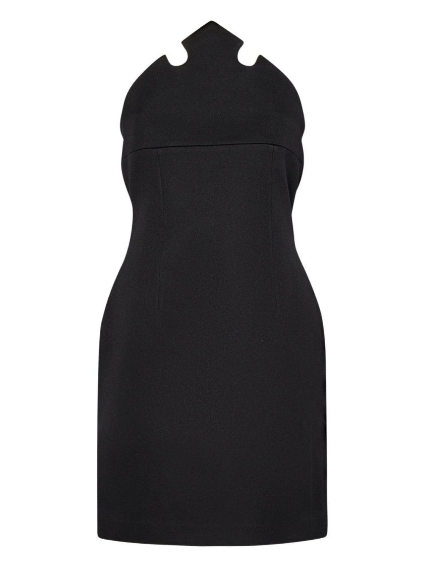 Coperni Sculptural Neckline Black Mini Dress