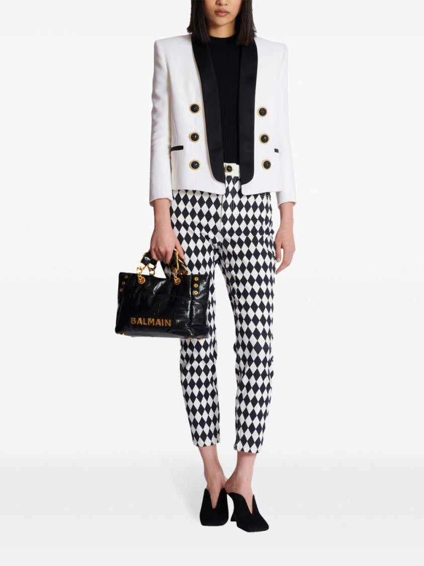Balmain Calf Leather Embossed Monogram Bag