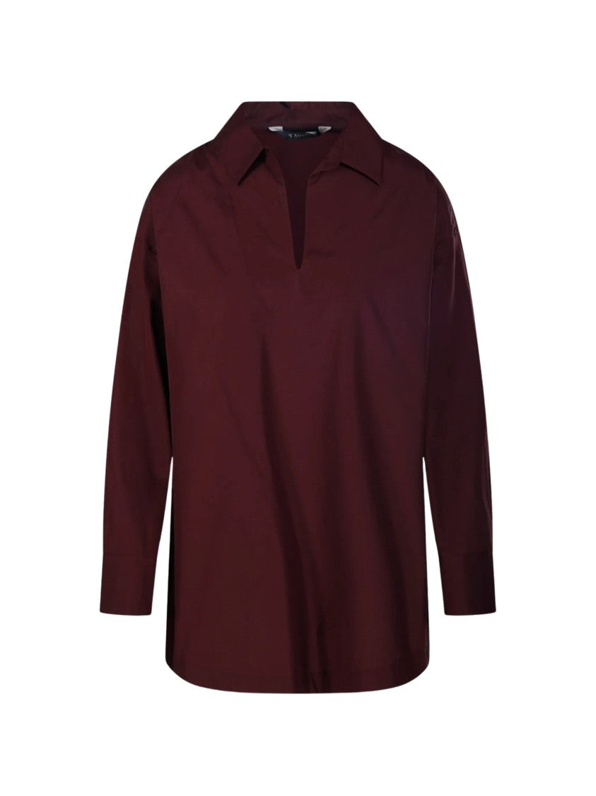 Max Mara Burgundy Cristel Relaxed-Fit Cotton Shirt