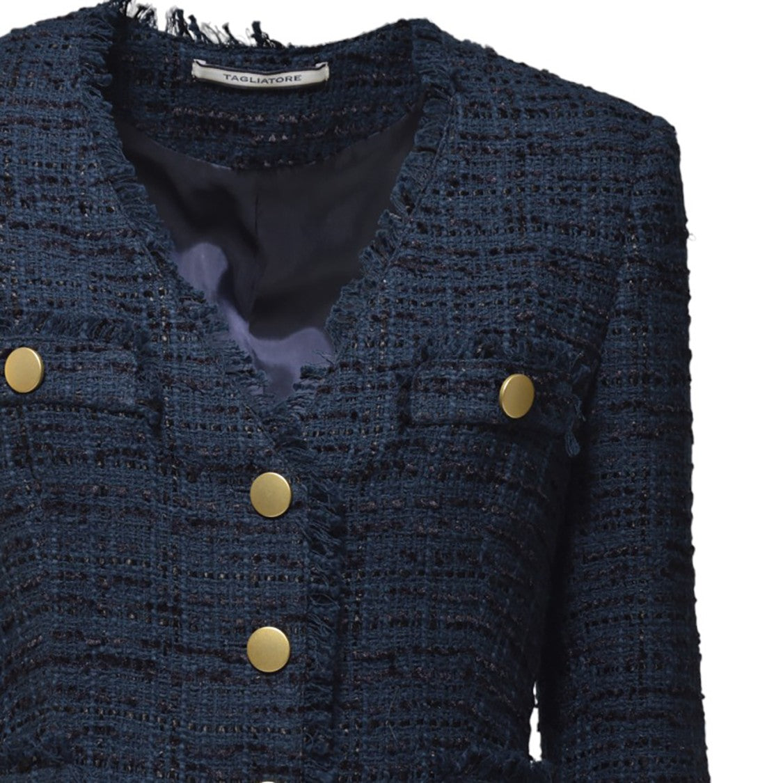 Tagliatore Dharma Single Breasted Blue Cotton Tweed Jacket