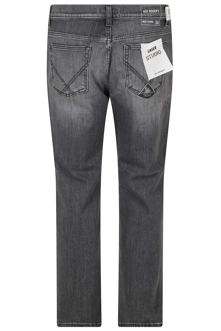 Roy Roger's Grey Frankie Straight-Leg Cotton Jeans