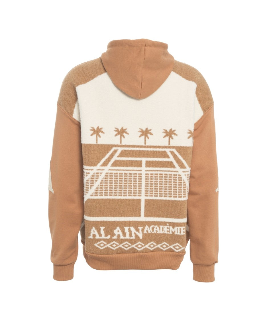 Al Ain Oversized Cotton Jersey Hoodie With Tennis Court Graphic