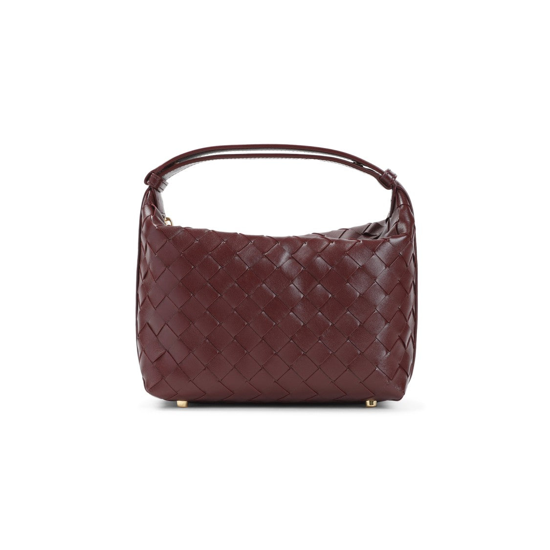 Bottega Veneta Mini Wallace Intreccio 15 Barolo Gold Leather Handbag