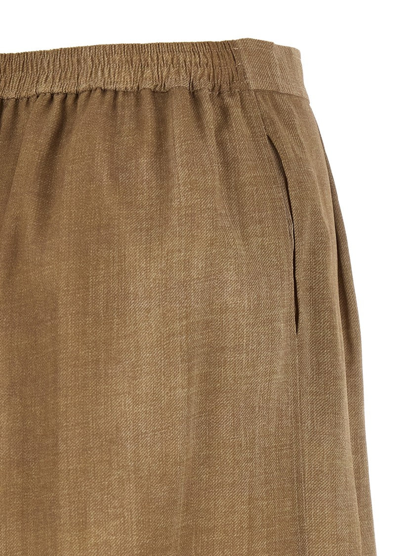 Ermanno Scervino Sand Denim Print Marocain Shorts With Double Front Pincer Design