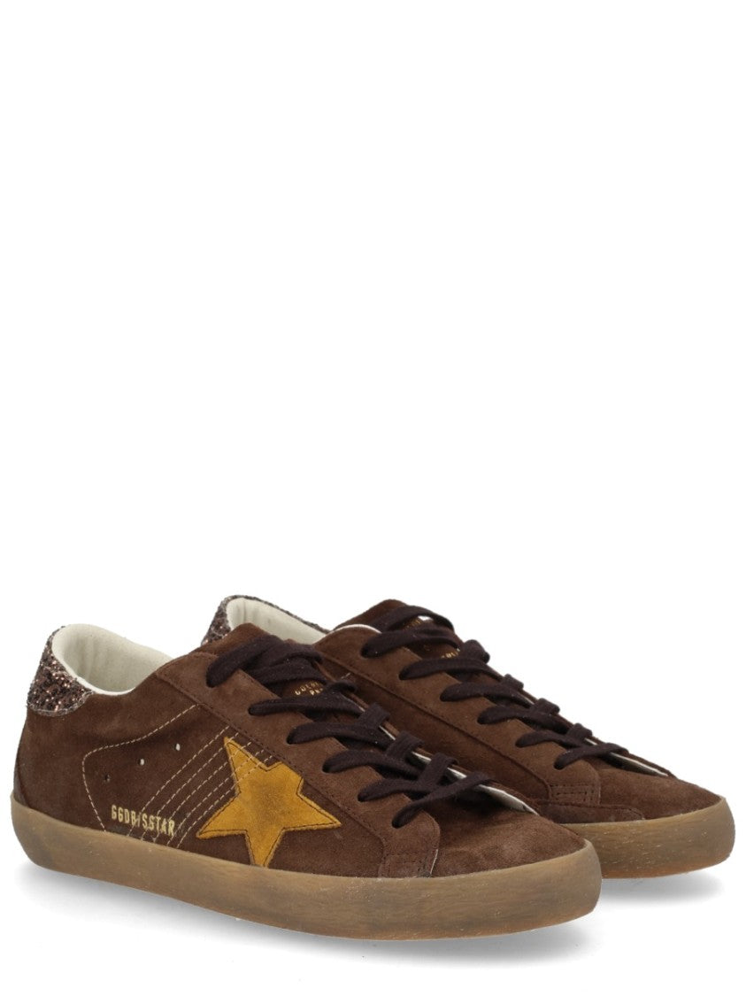 Golden Goose Brown Super-Star Yellow Patch Sneakers