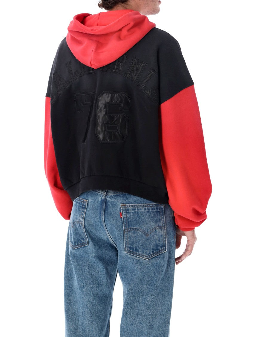 Erl Varsity Letter Patch Color-Block Zip-Up Hoodie