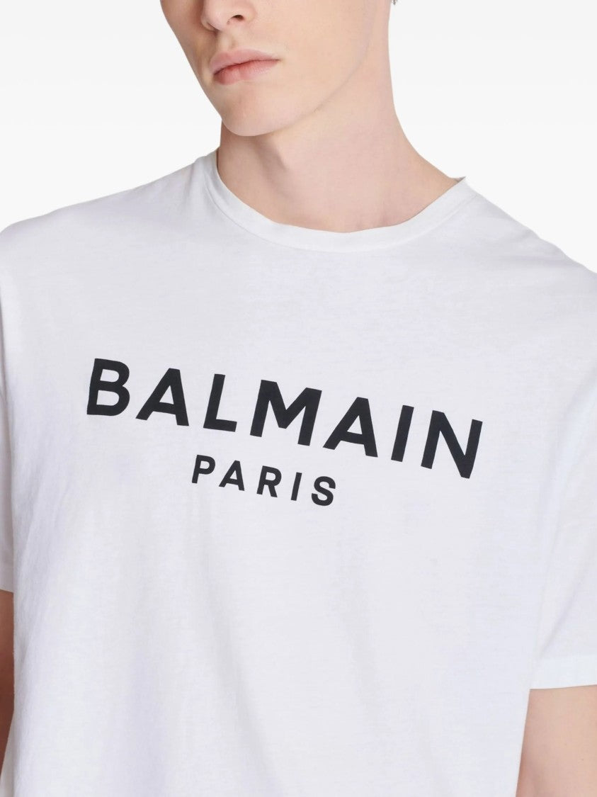 Balmain White Loose Ss Bold Logo T-Shirt