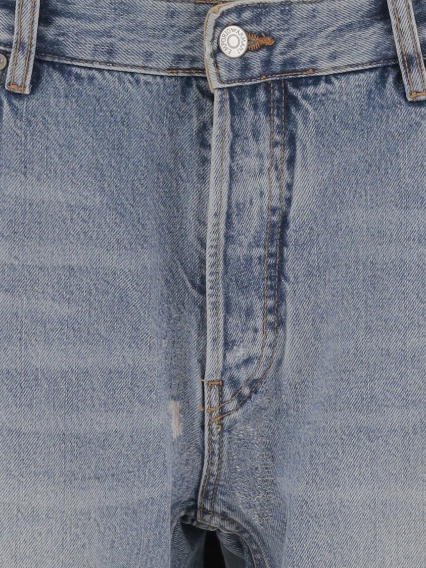 Emporio Armani Light Blue Distressed Straight Leg Jeans