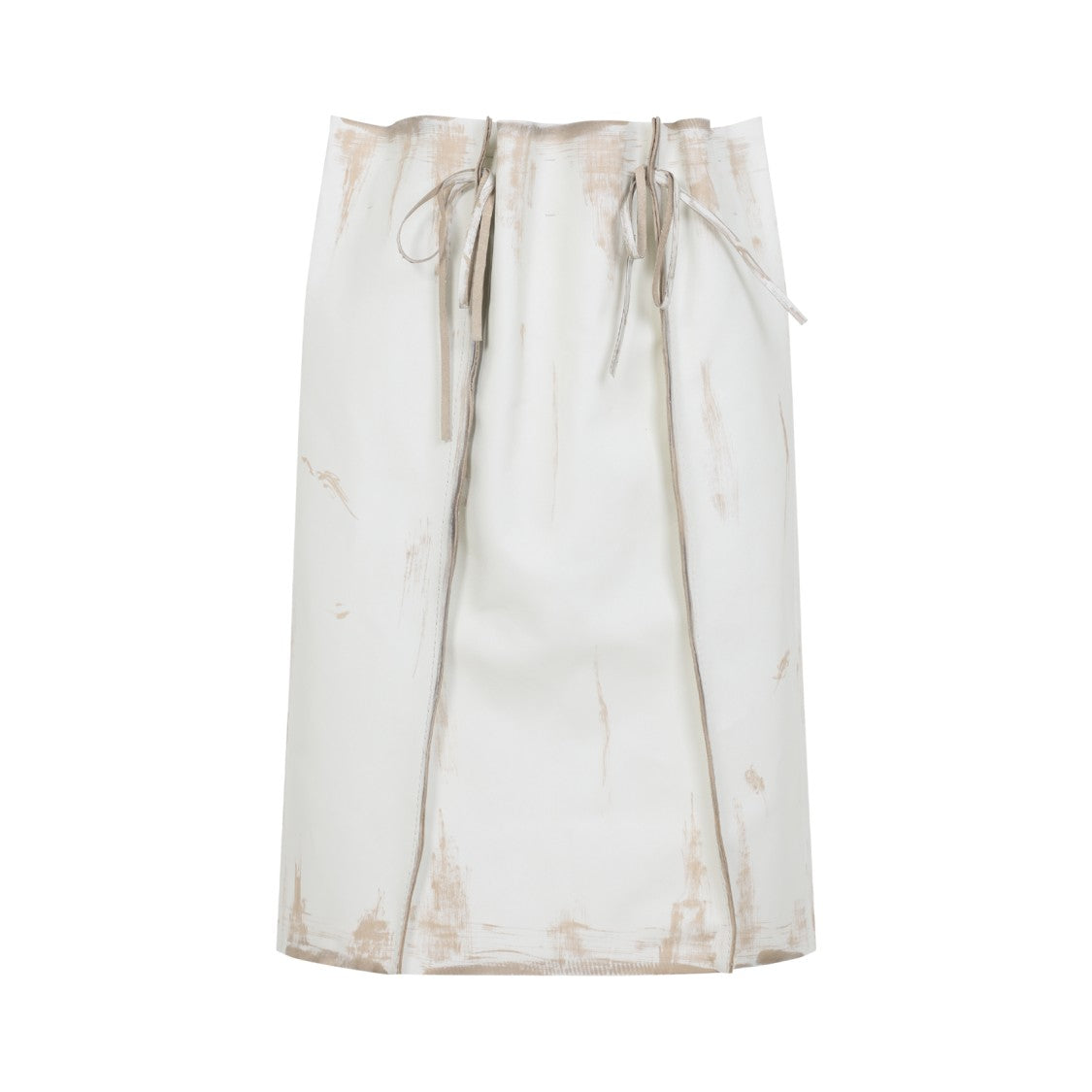 Prada High-Waisted Distressed Calf Leather Skirt