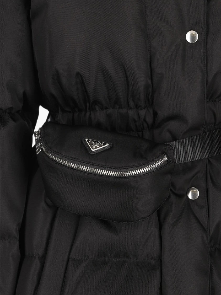 Prada Black Quilted Puffer Coat With High Collar