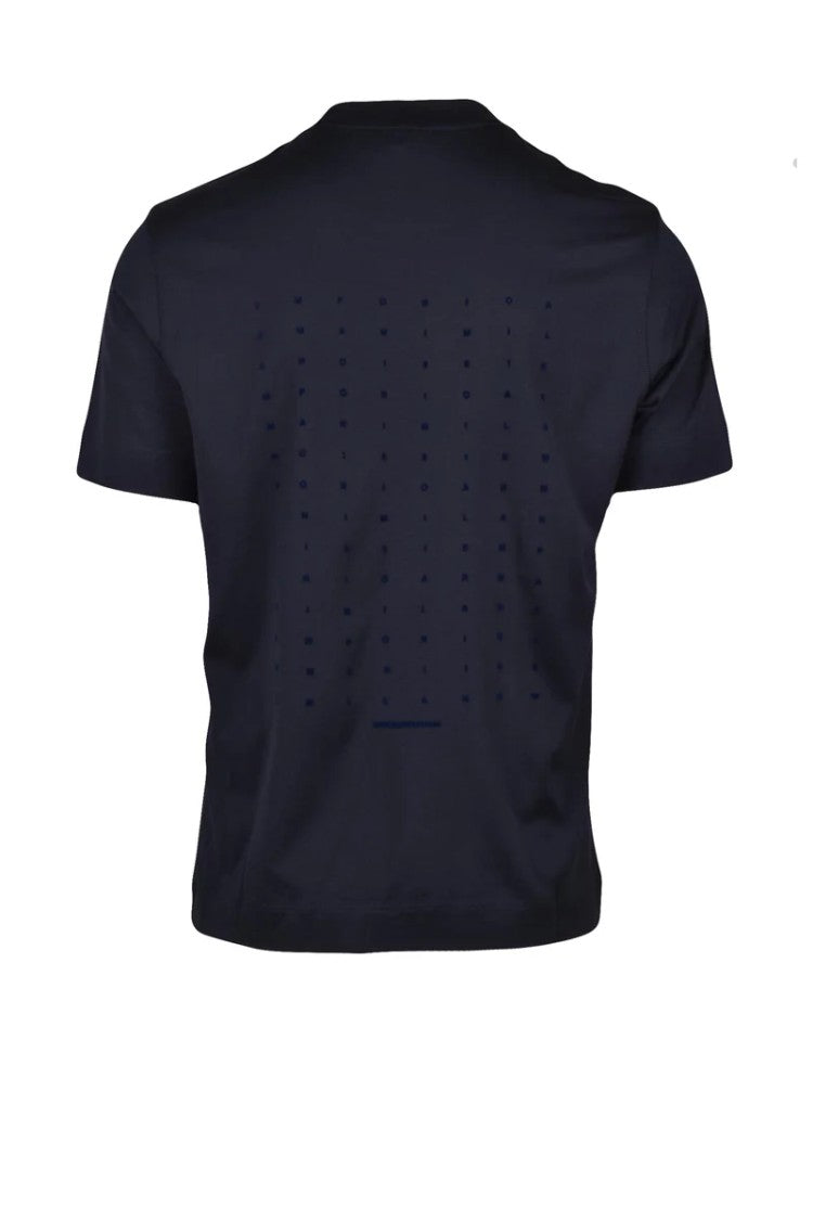 Emporio Armani Blue Perforated Cotton T-Shirt
