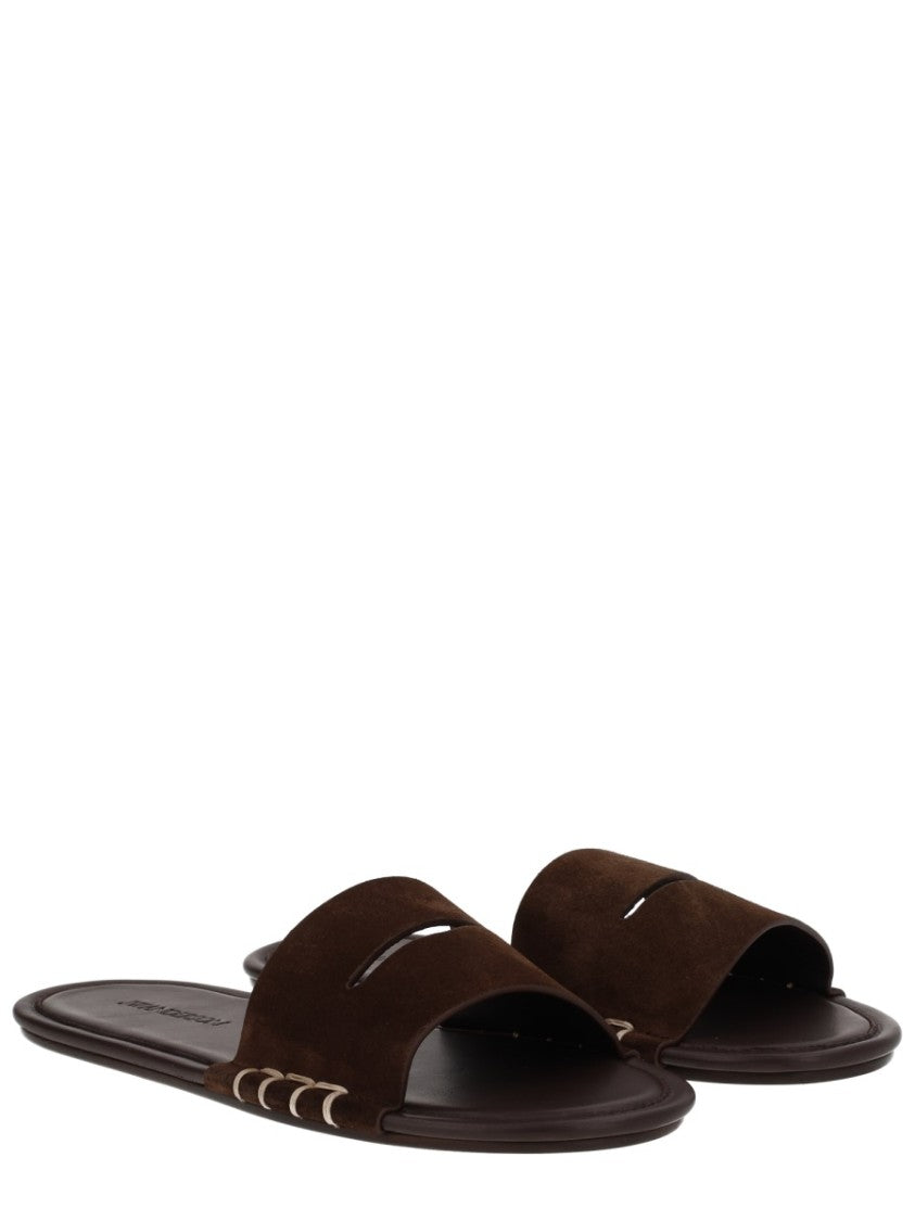 J. W. Anderson Wide Strap Brown Suede Sandals