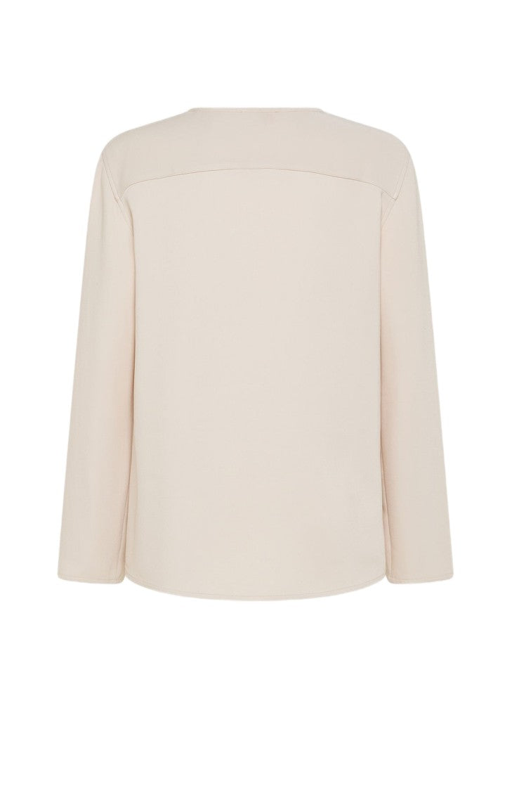 Seventy Fitted Round-Neck Viscose Cadì Blouse
