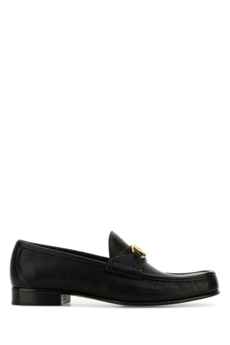 Valentino Garavani Black Leather Vlogo Loafers