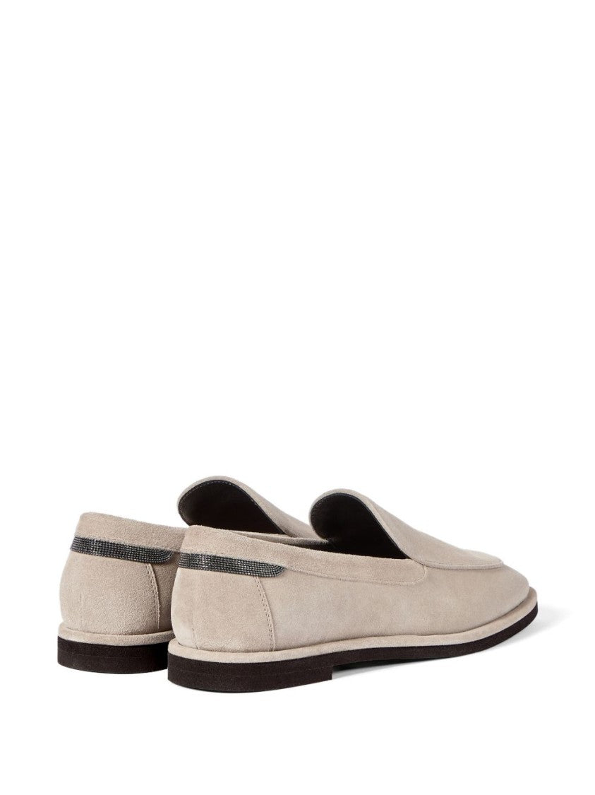 Brunello Cucinelli Suede Lace Contrast Trim Loafers
