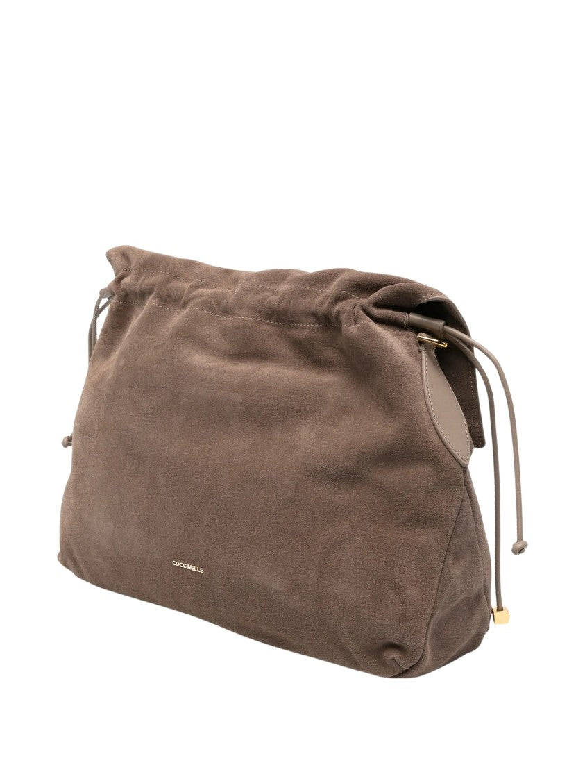 Coccinelle Lidia Brown Suede Shoulder Bag