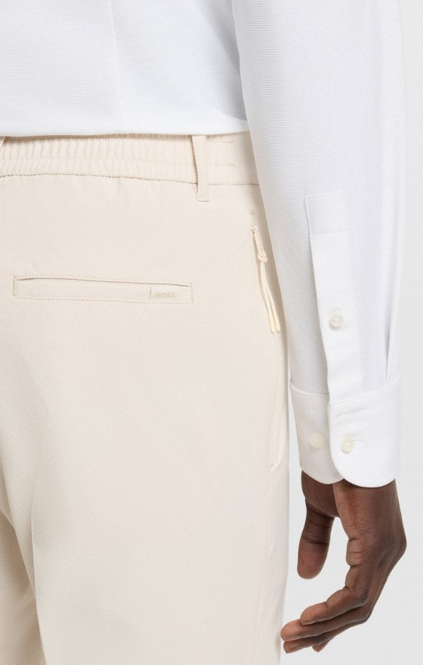 Boss Tailored Stretch Fabric Trousers With Hook-And-Eye Closure
