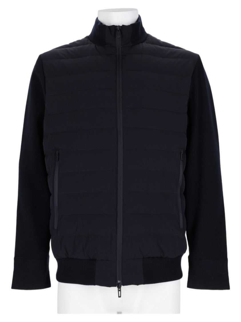 Emporio Armani Quilted Blue Sports Jacket With Ribbed Cuffs