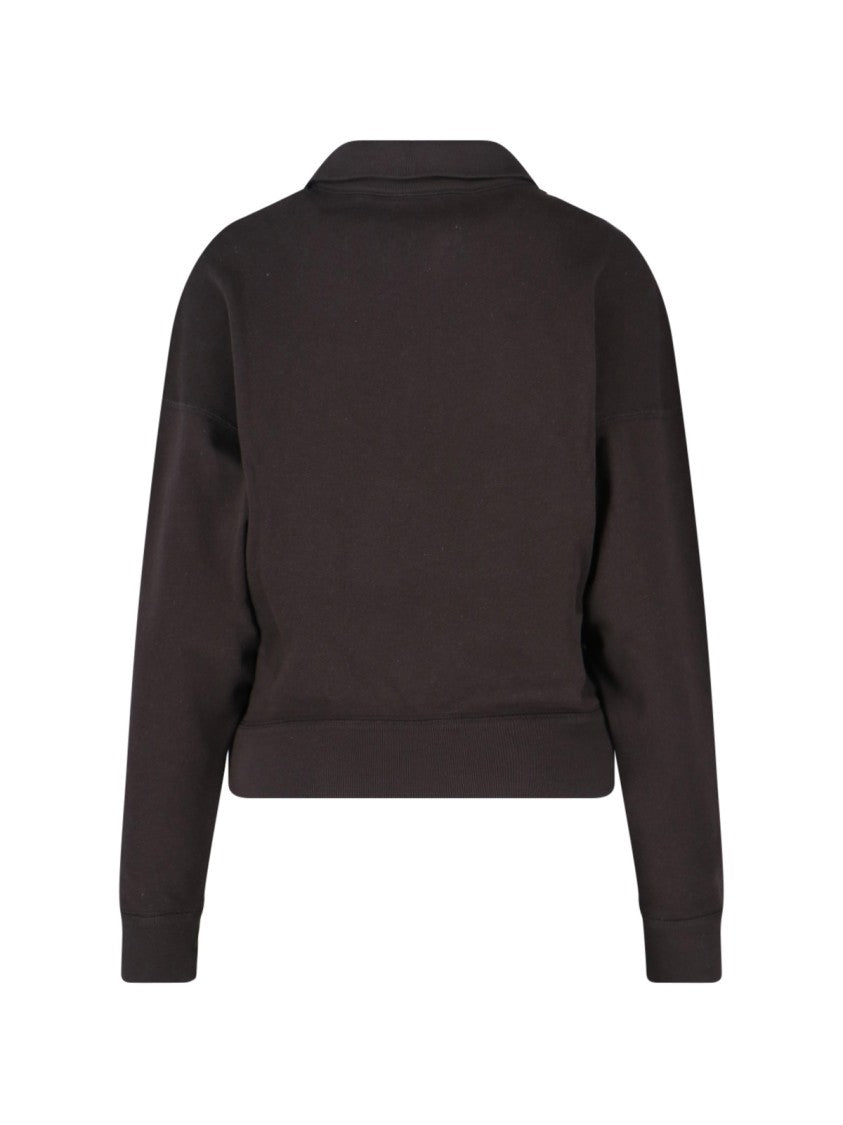 Isabel Marant Étoile Black Ross Half-Zip Cropped Sweater