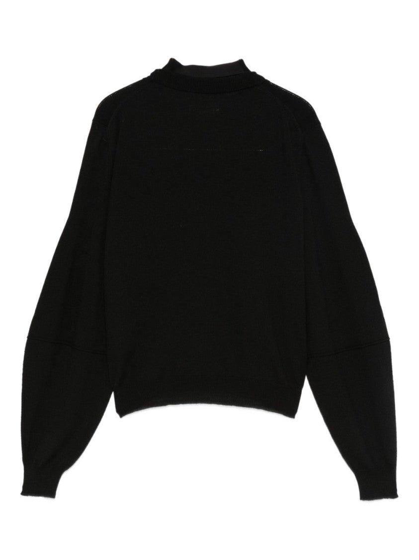 Semi Couture Relaxed Fit Black Sweater With Nektie Detail