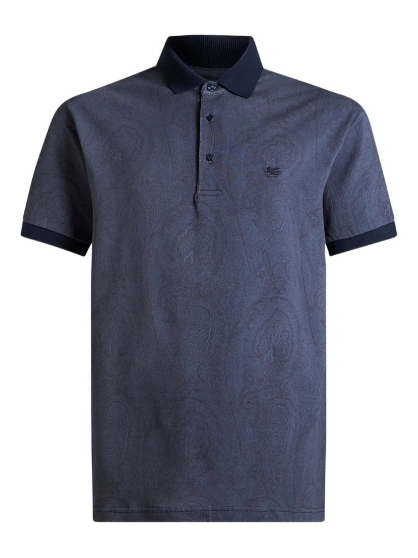 Etro Blue Roma Short-Sleeved Paisley Pattern Polo