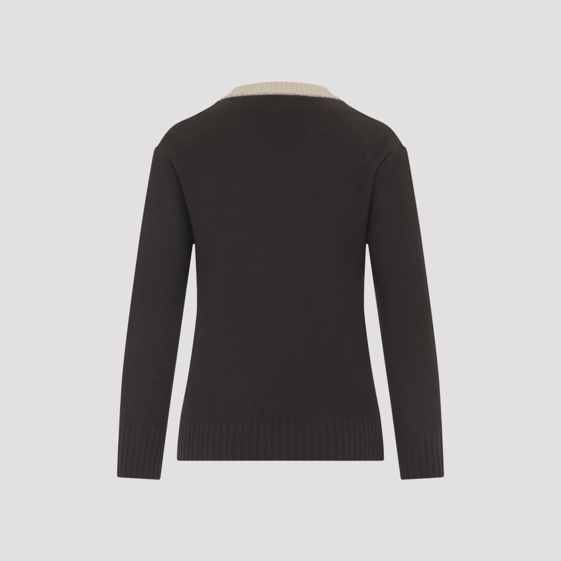 Valentino V Neck Brown Wool Sweater