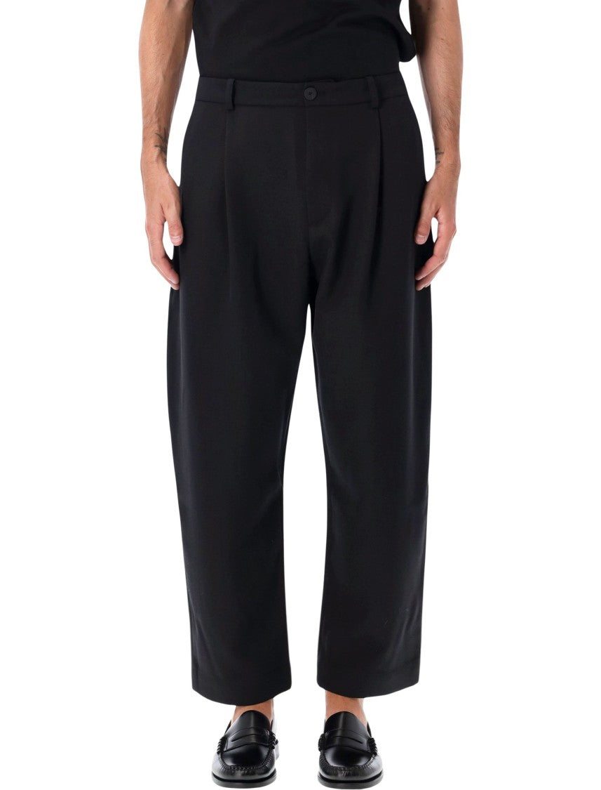 Studio Nicholson Relaxed Wide-Leg Cropped Tuck Pants
