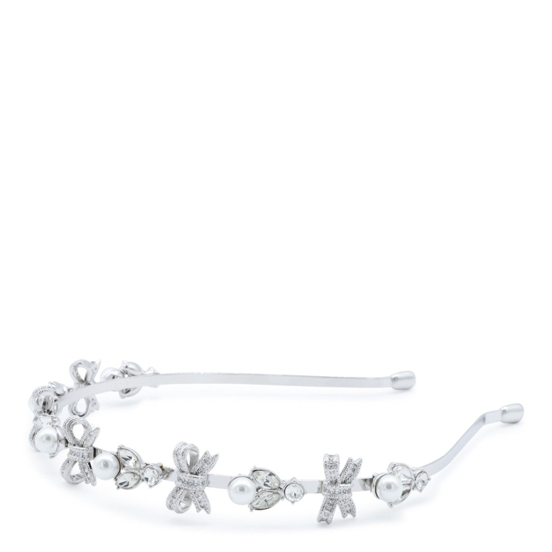 Self-Portrait Silver-Tone Headband With Bow Embellishments And Crystal Accents