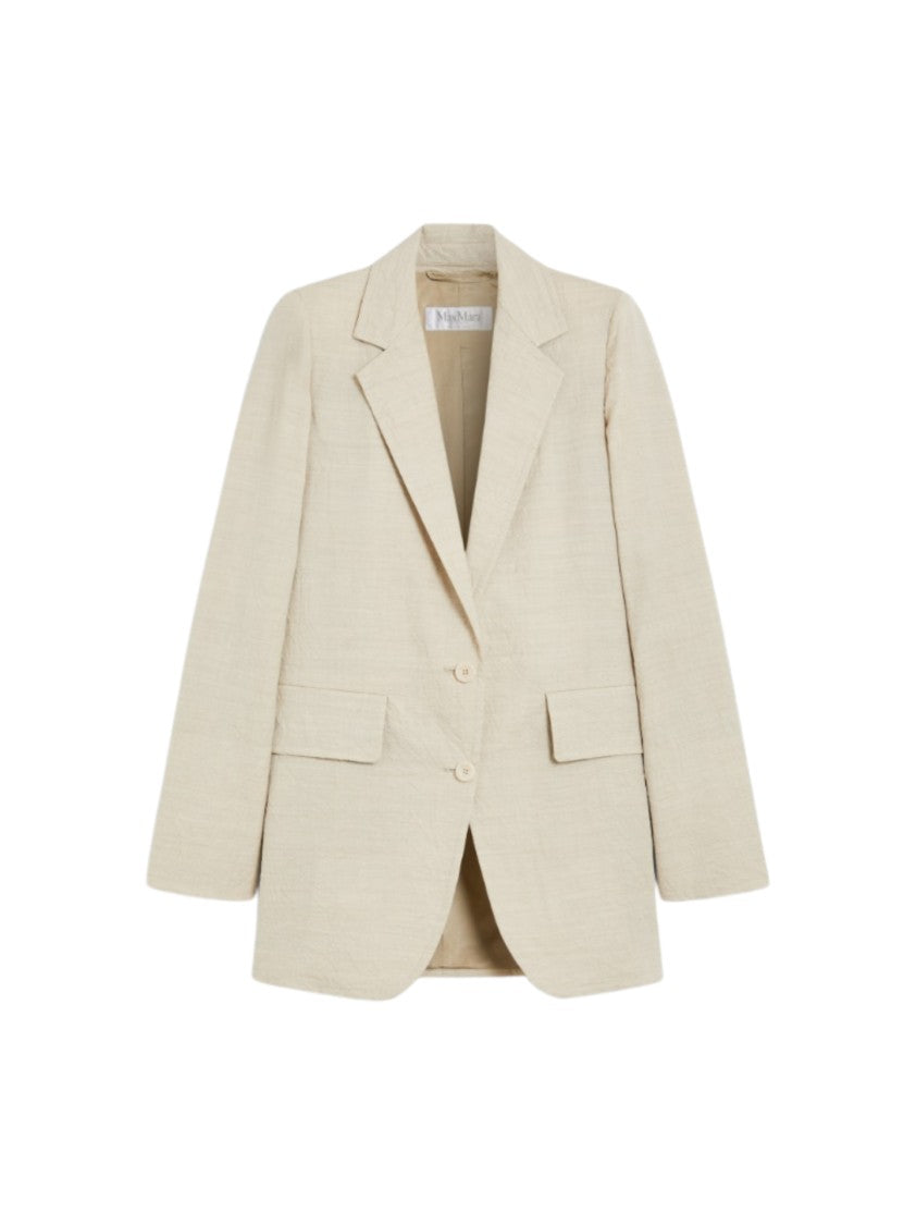 Max Mara Oversized Beige Blazer With Notched Lapel
