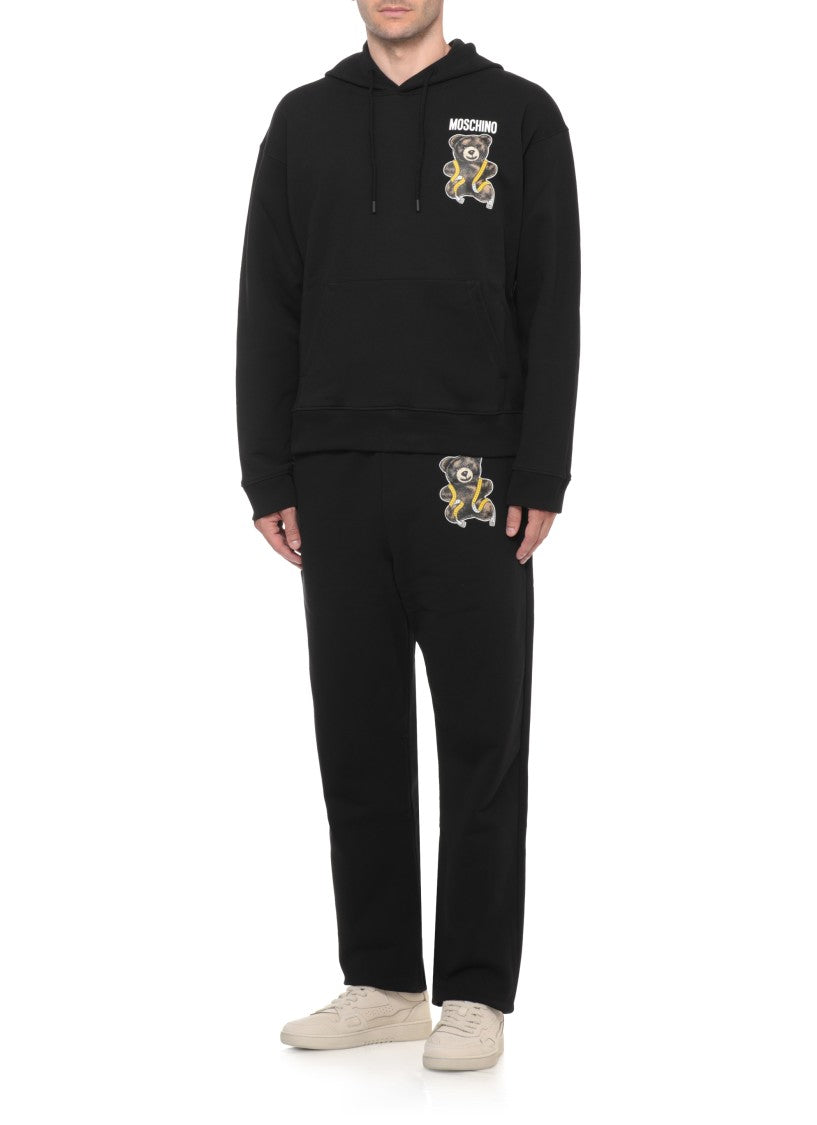 Moschino Black Teddy Bear Print Hooded Cotton Sweatshirt