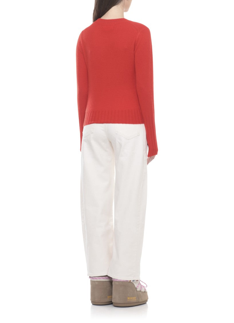 Guest In Residence Orange Shrunken Crew Cashmere Sweater