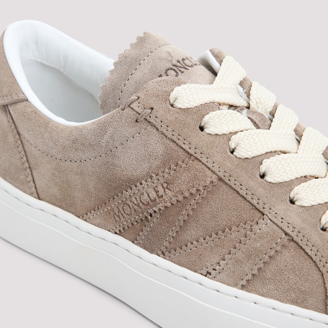 Moncler Light Beige Suede Leather Monaco2 Low Top Sneakers