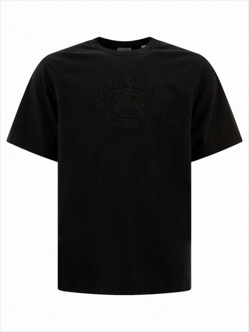 Burberry Tonal Emblem Black Cotton T-Shirt