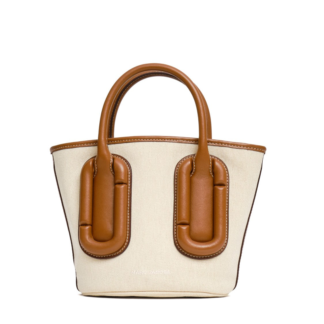 Marc Jacobs Canvas Tote Bag With Leather Accents And Magnetic Closure