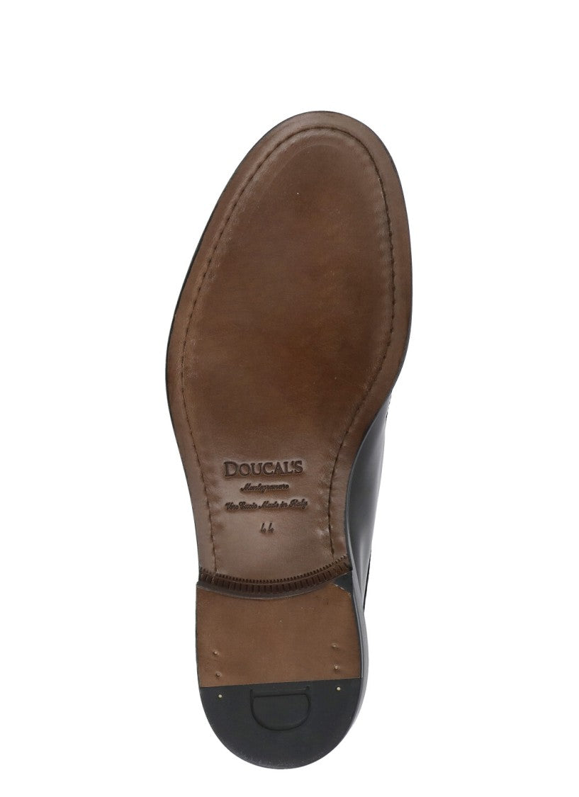Doucal's Black Smooth Leather Lace-Up Shoes