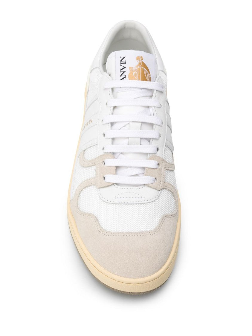 Lanvin White Logo Patch Leather Lace Sneakers